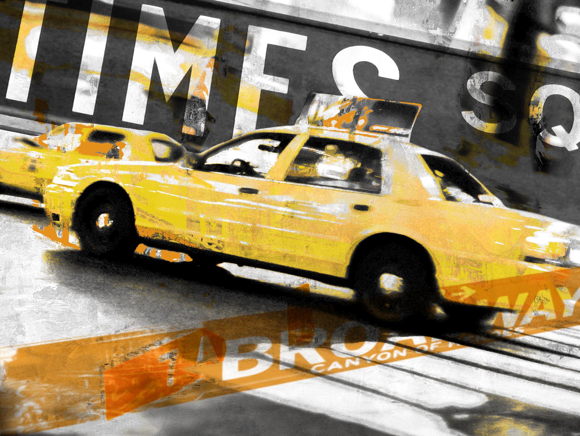 Times Square Taxi by GI ArtLab on GIANT ART - orange city scene