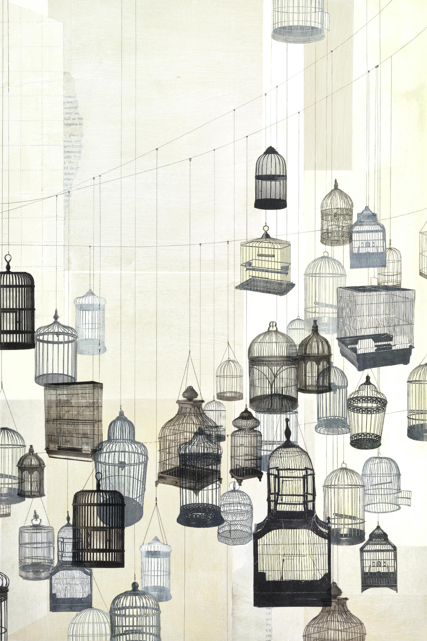 Birdcages 2 by NM Studio on GIANT ART - beige contemporary bird