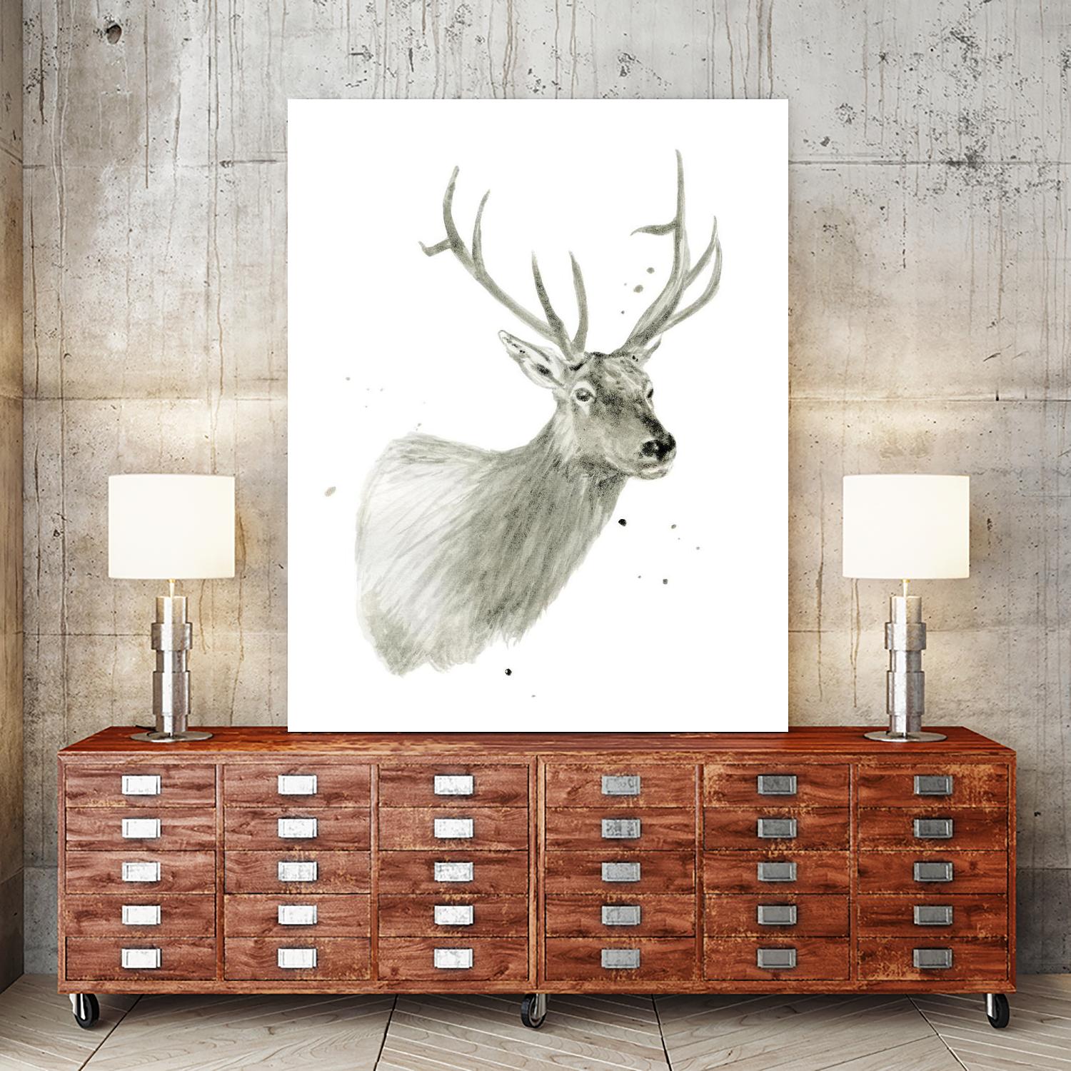 Buck Bust by Brenna Harvey on GIANT ART - white vintage deer