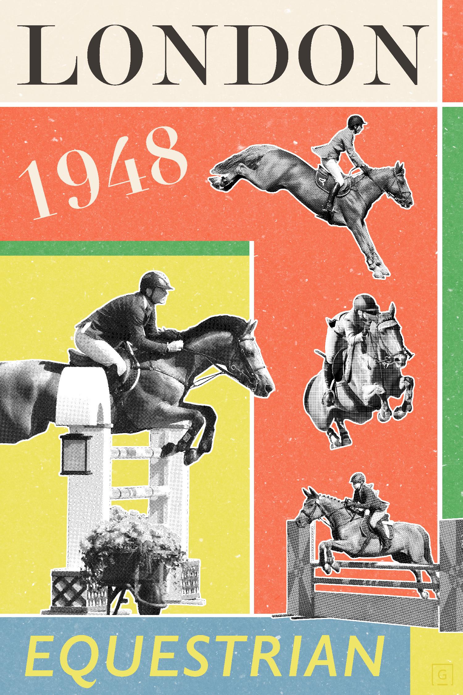 London Equestrian 1948 by THE Studio on GIANT ART - red vintage