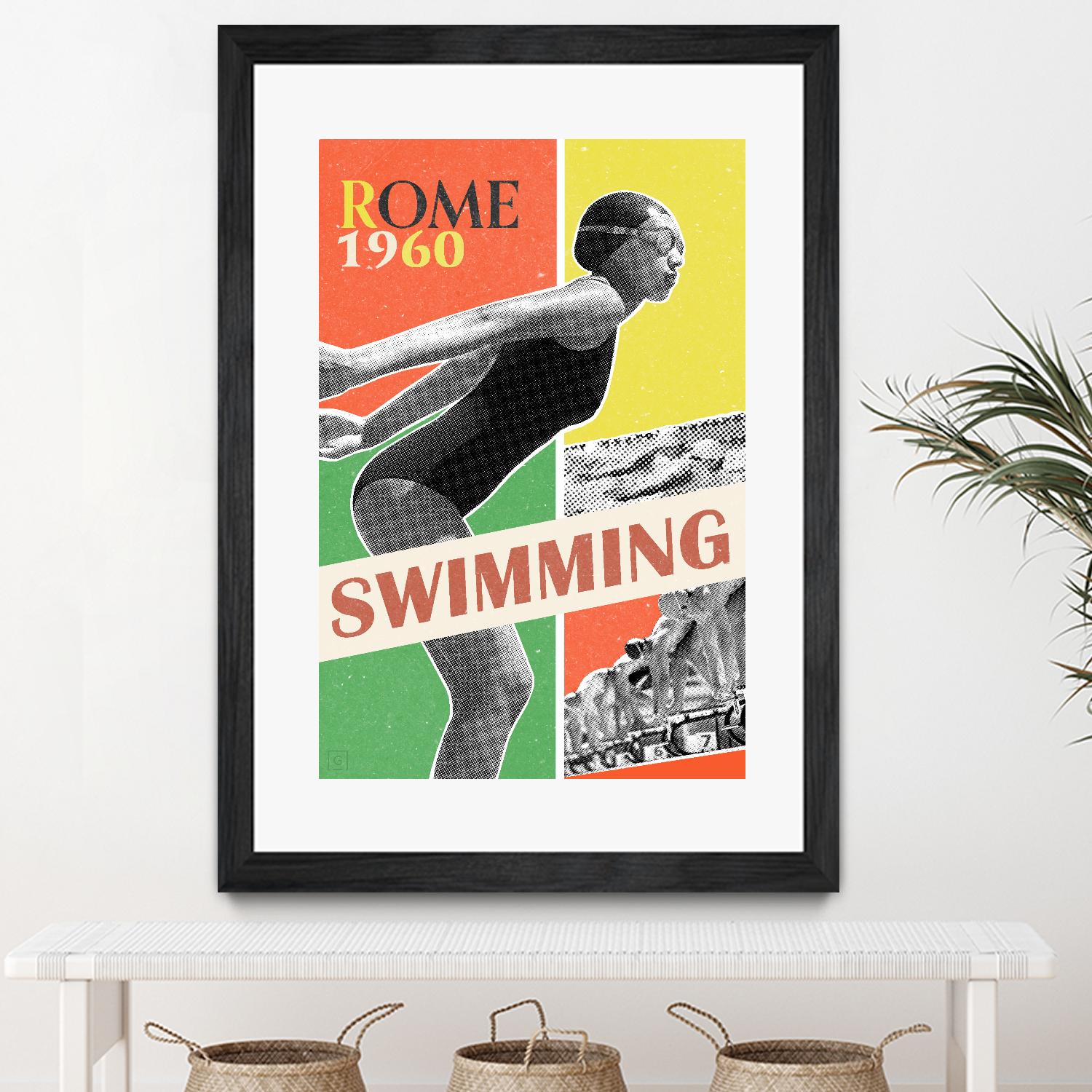 Rome Swimming 1960 by THE Studio on GIANT ART - red vintage