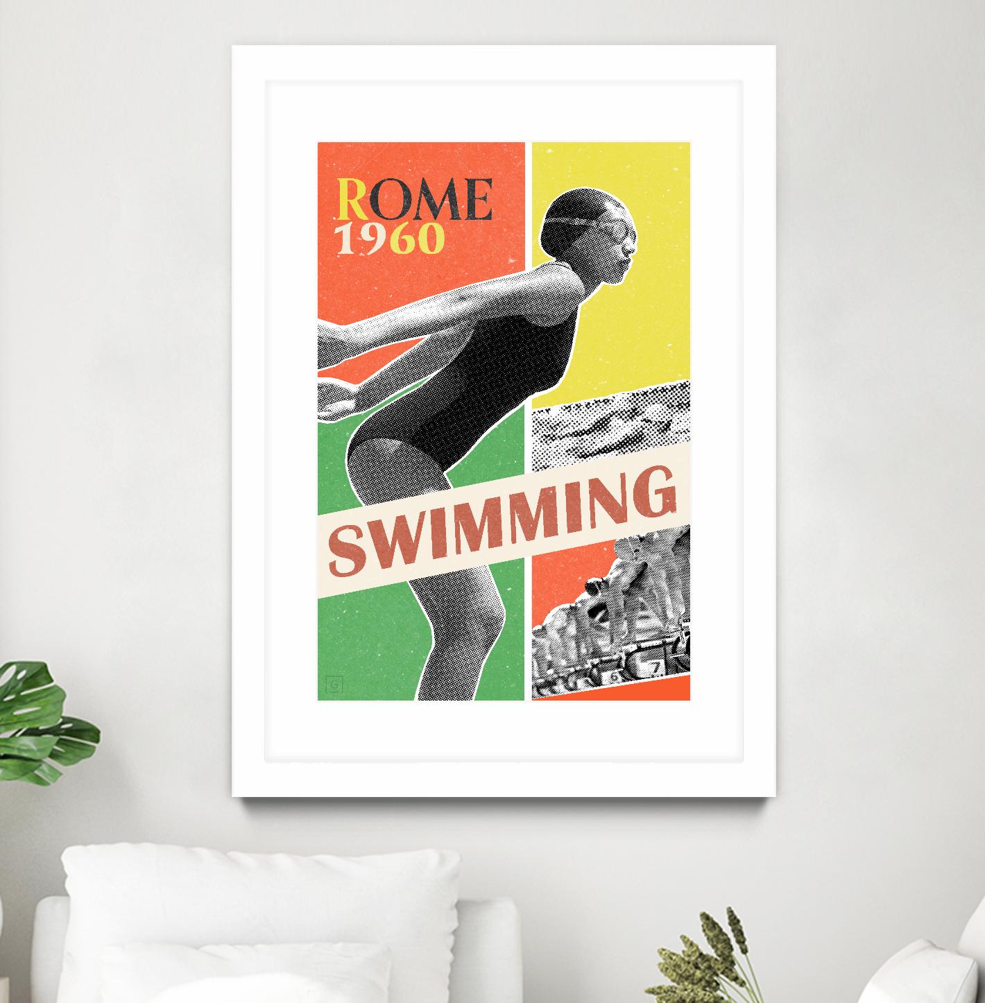 Rome Swimming 1960 by THE Studio on GIANT ART - red vintage