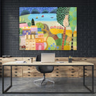 Village with Train by Nathaniel Mather on GIANT ART - green contemporary