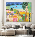 Village with Train by Nathaniel Mather on GIANT ART - green contemporary