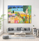 Village with Train by Nathaniel Mather on GIANT ART - green contemporary