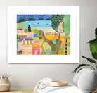 Village with Train by Nathaniel Mather on GIANT ART - green illustration maison