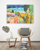 Village with Train by Nathaniel Mather on GIANT ART - green illustration maison