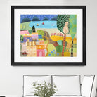 Village with Train by Nathaniel Mather on GIANT ART - green illustration maison