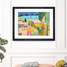 Village with Train by Nathaniel Mather on GIANT ART - green illustration maison