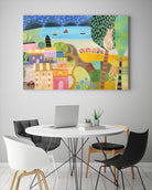 Village with Train by Nathaniel Mather on GIANT ART - green illustration maison