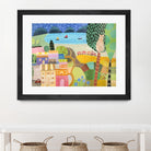Village with Train by Nathaniel Mather on GIANT ART - green illustration maison