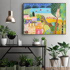 Village with Train by Nathaniel Mather on GIANT ART - green contemporary