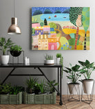 Village with Train by Nathaniel Mather on GIANT ART - green illustration maison