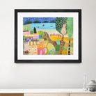 Village with Train by Nathaniel Mather on GIANT ART - green illustration maison