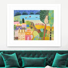 Village with Train by Nathaniel Mather on GIANT ART - green illustration maison