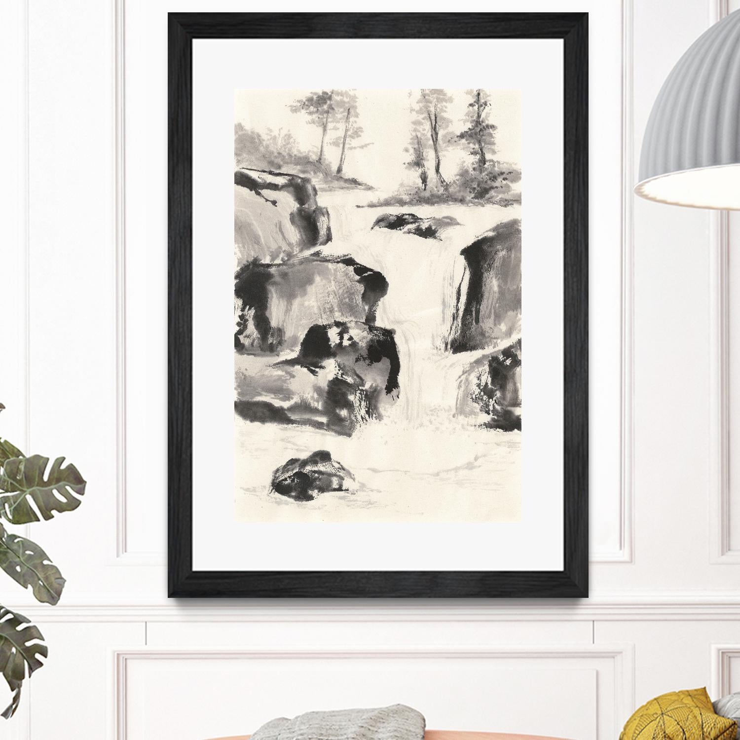 Sumi Waterfall II by Chris Paschke on GIANT ART - grey landscape