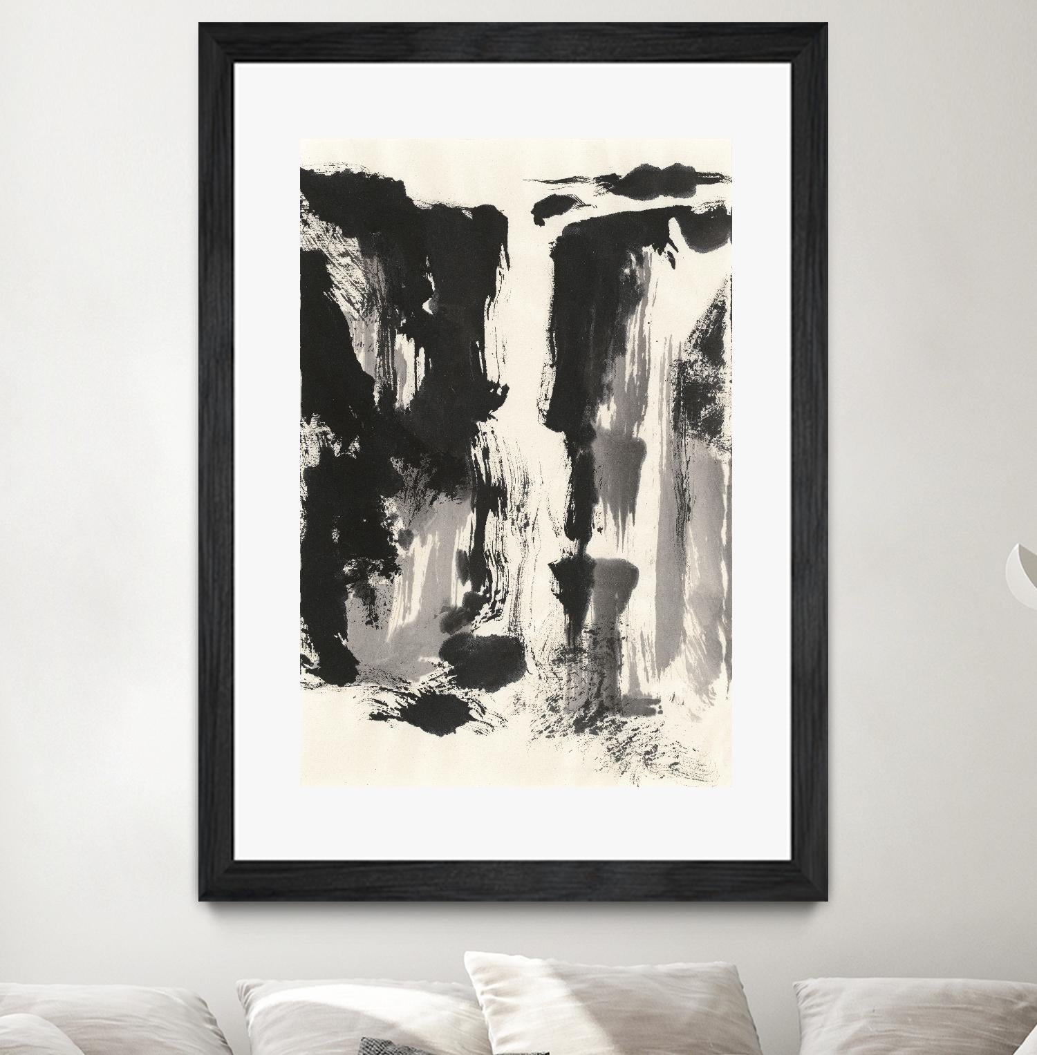 Sumi Waterfall View IV by Chris Paschke on GIANT ART - grey landscape
