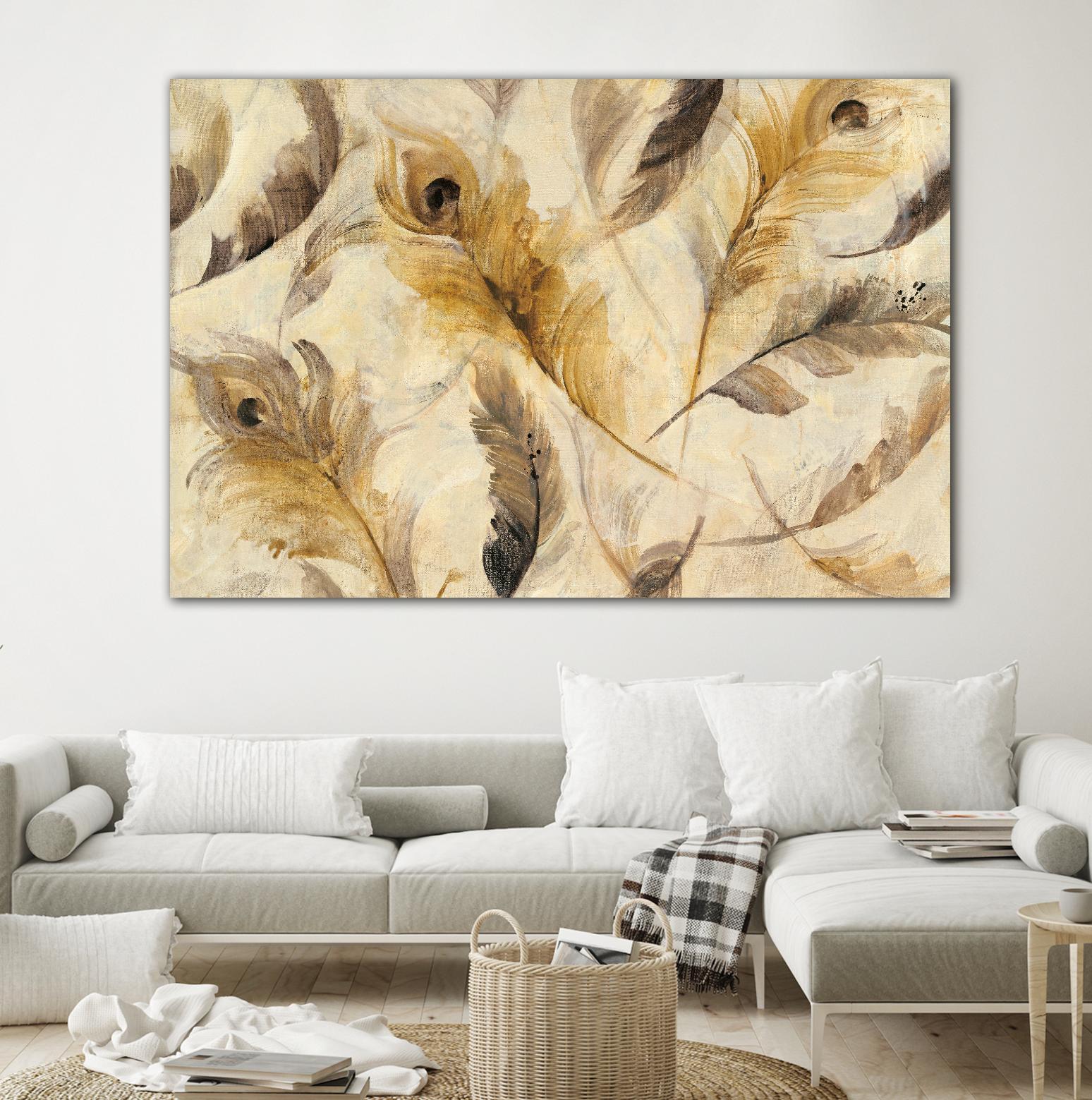 Feather Toss by Albena Hristova on GIANT ART - yellow contemporary