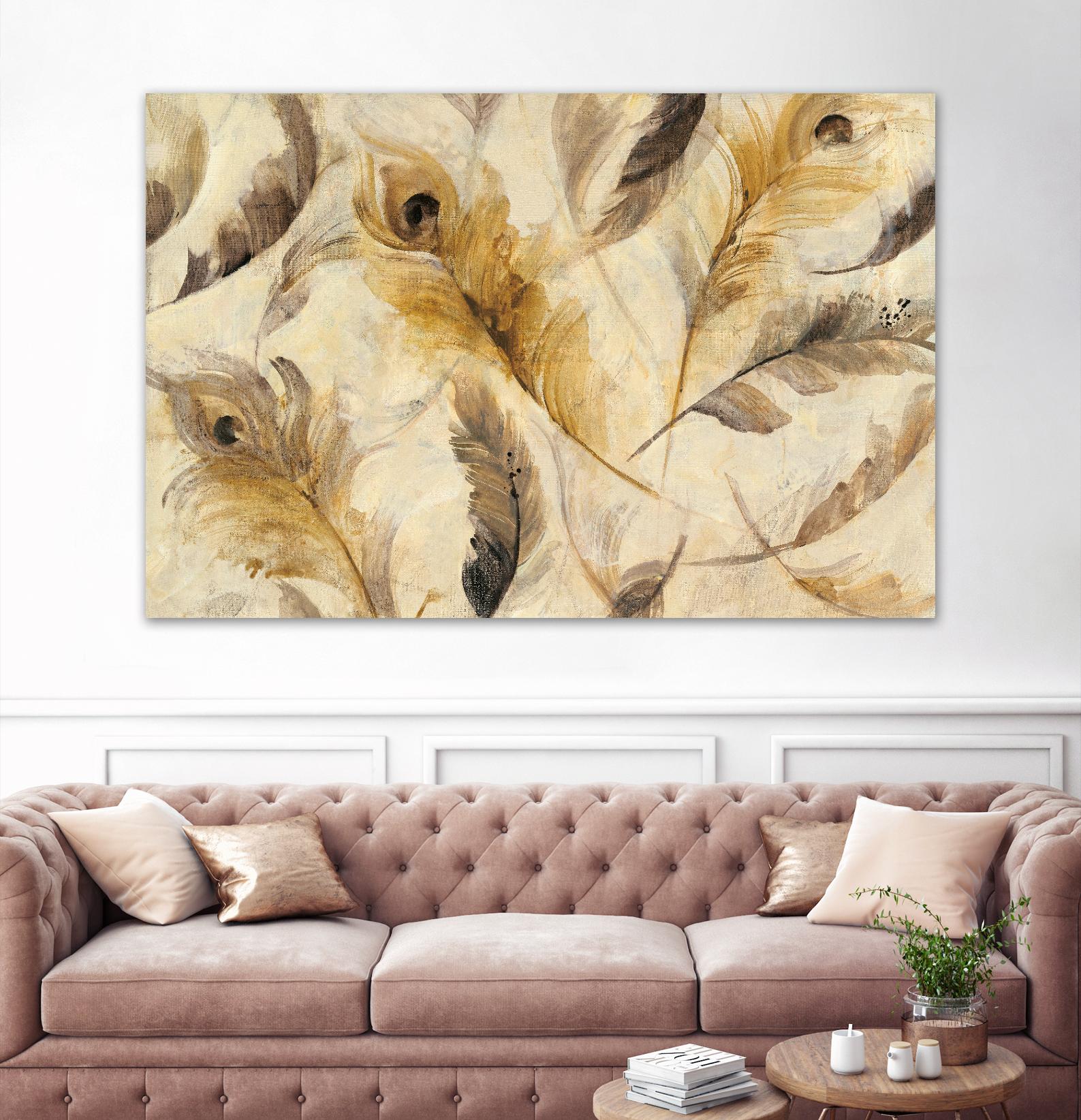 Feather Toss by Albena Hristova on GIANT ART - yellow contemporary