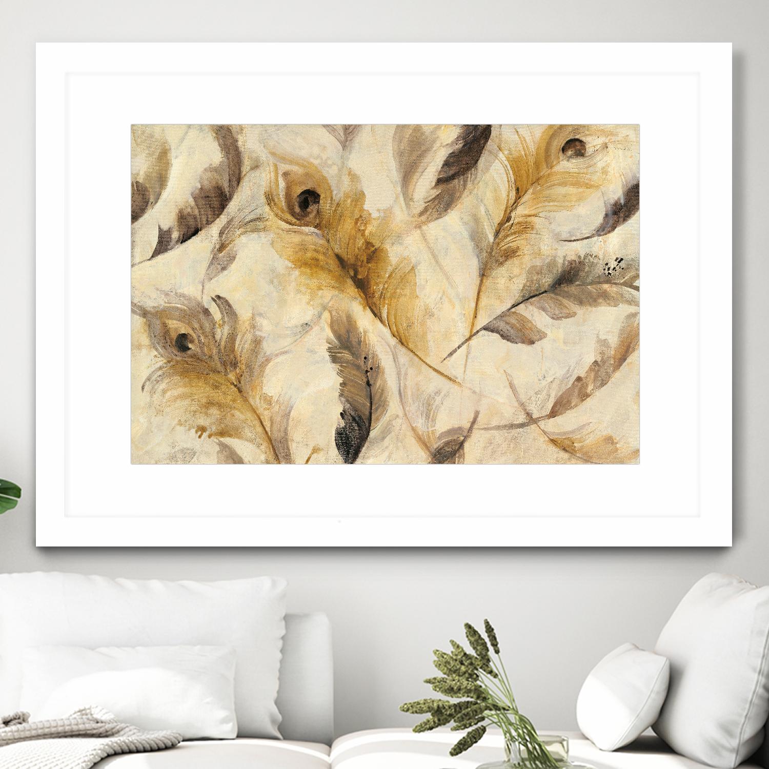 Feather Toss by Albena Hristova on GIANT ART - yellow contemporary