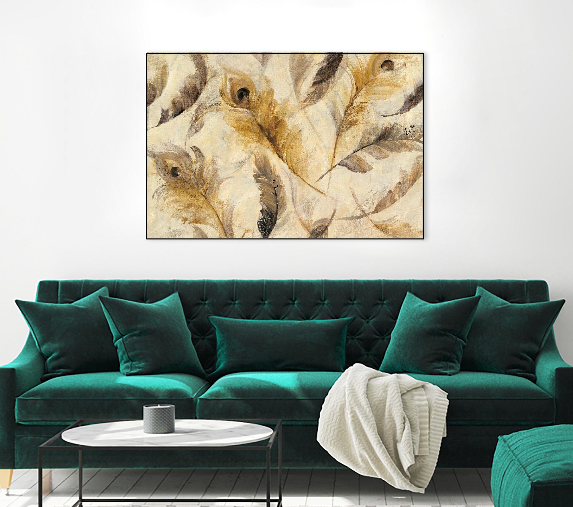 Feather Toss by Albena Hristova on GIANT ART - yellow contemporary