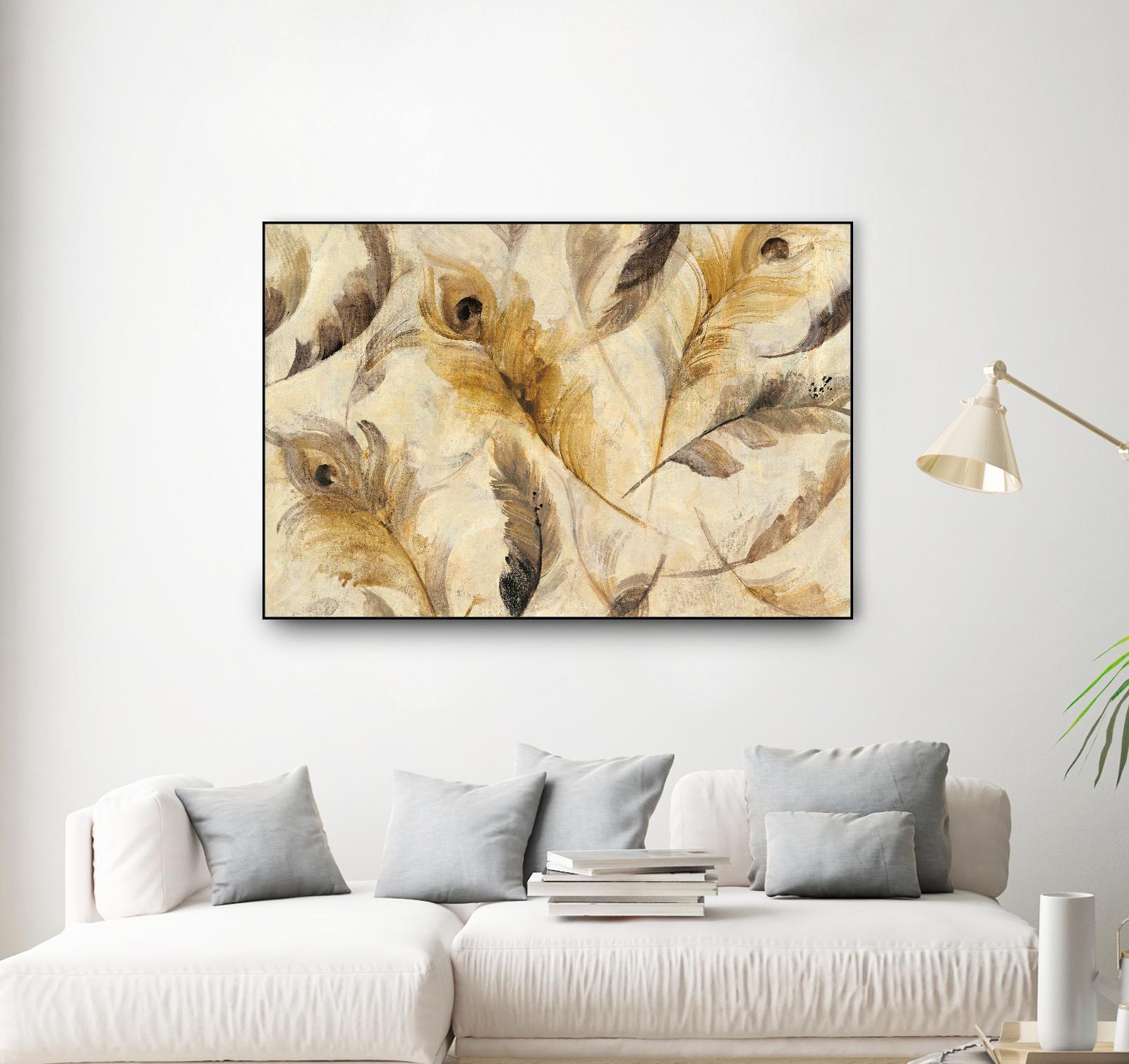 Feather Toss by Albena Hristova on GIANT ART - yellow contemporary