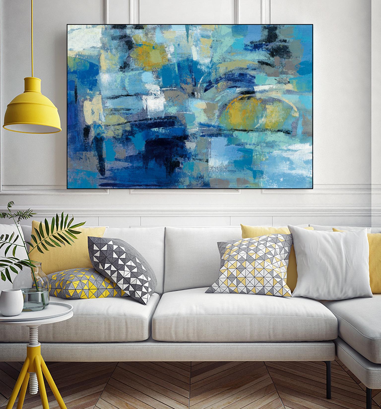 Ultramarine Waves III by Silvia Vassileva on GIANT ART - beige abstract