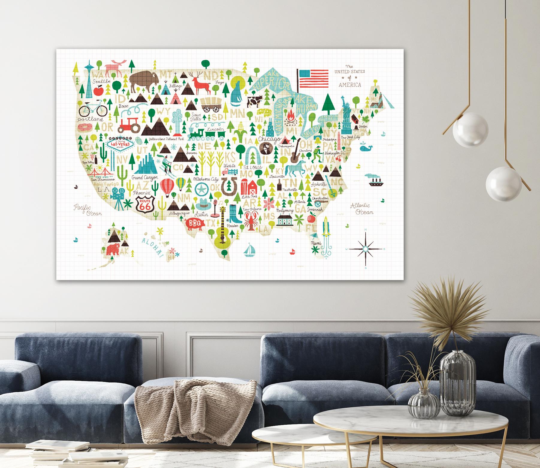 Illustrated USA by Michael Mullan on GIANT ART - green maps
