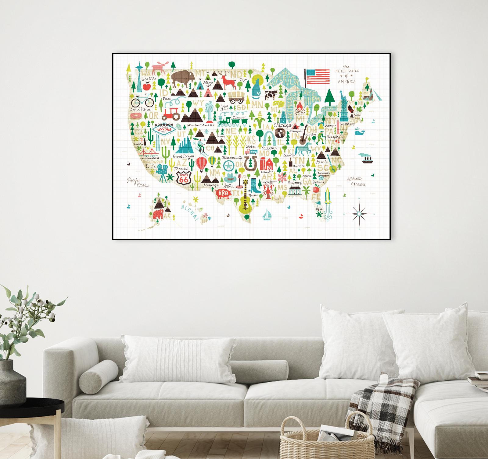 Illustrated USA by Michael Mullan on GIANT ART - green maps