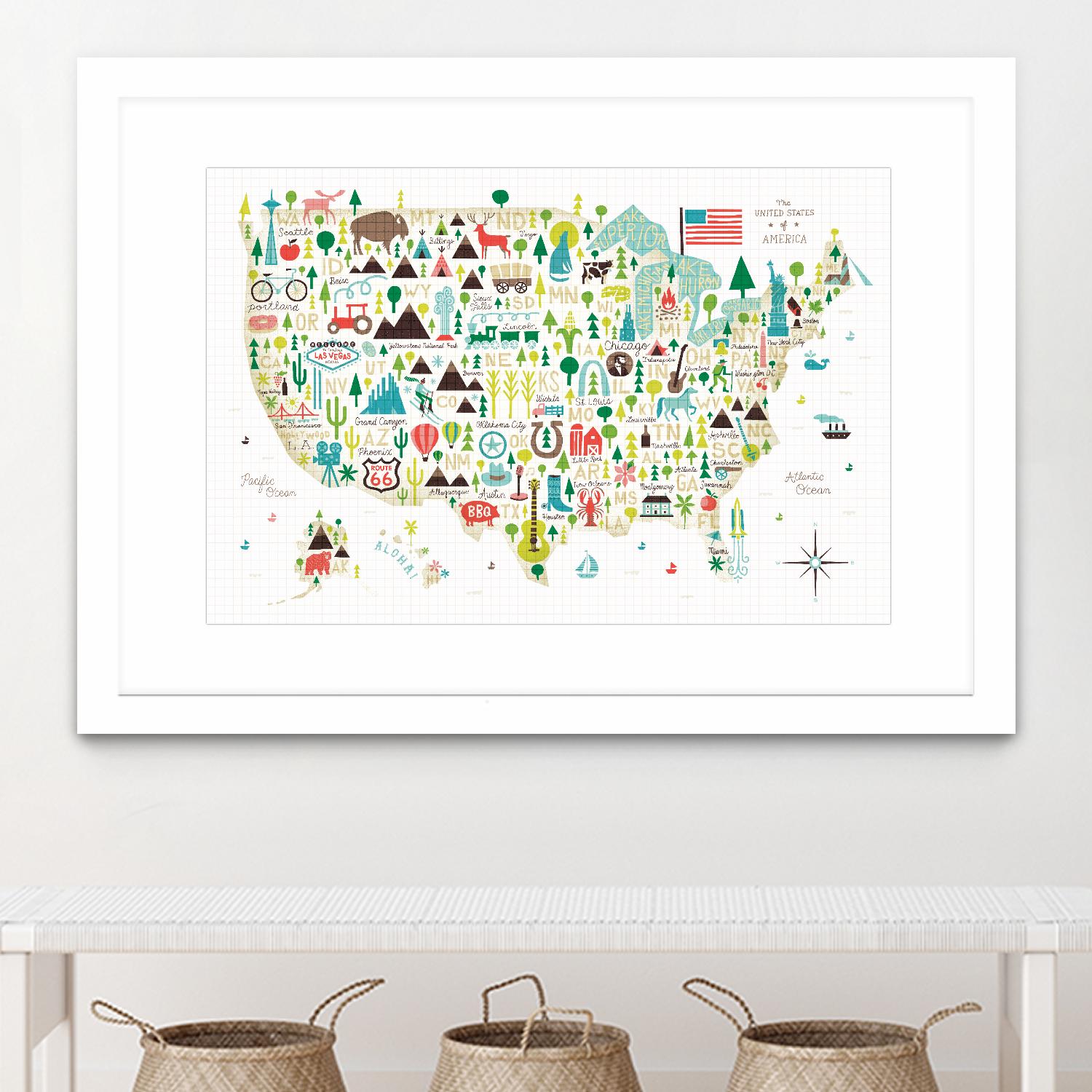 Illustrated USA by Michael Mullan on GIANT ART - green maps
