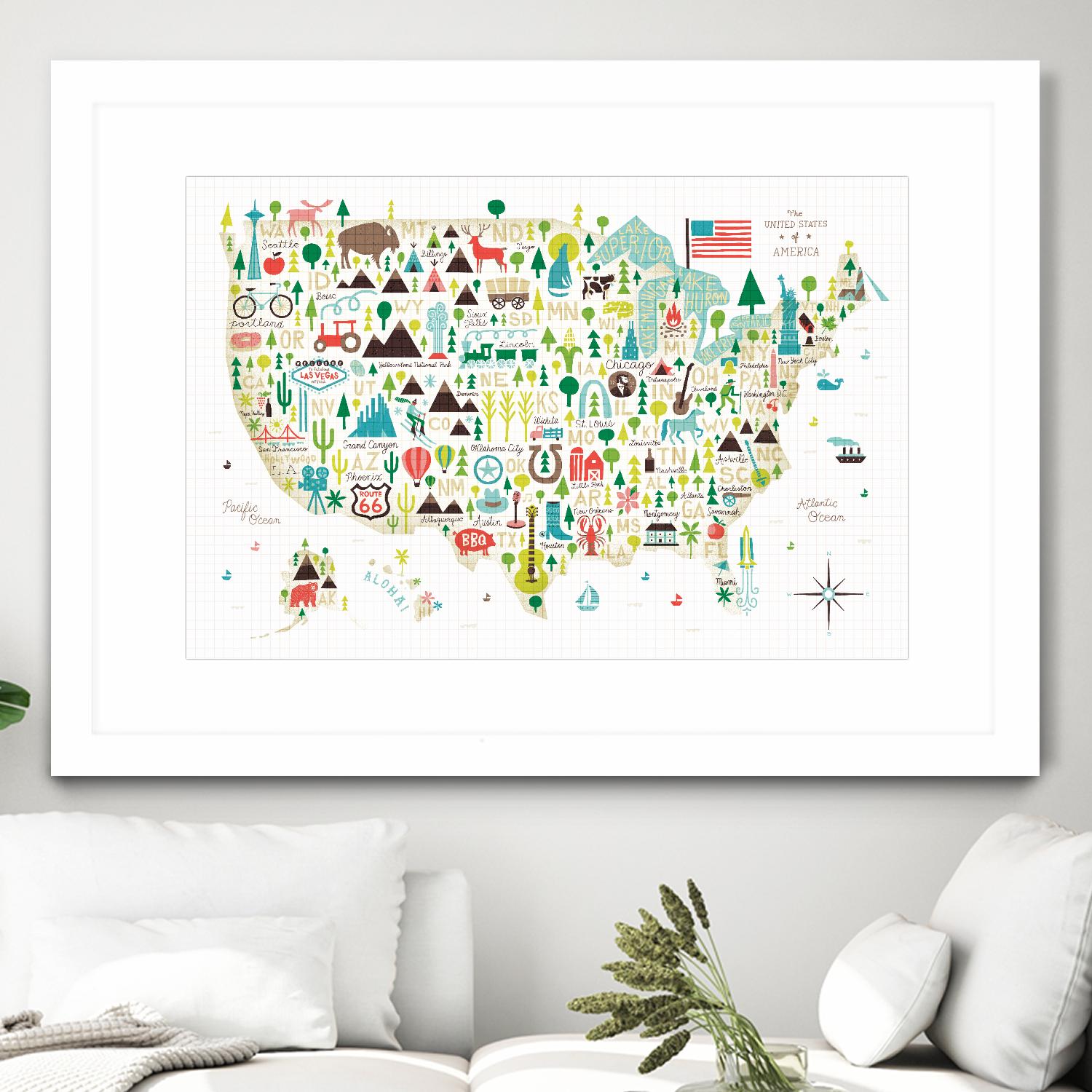 Illustrated USA by Michael Mullan on GIANT ART - green maps