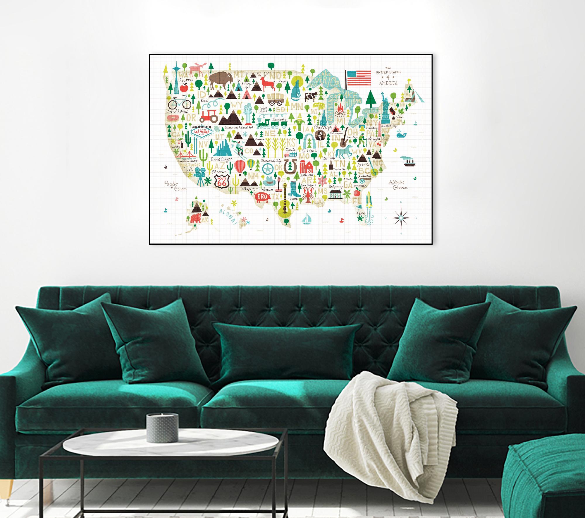 Illustrated USA by Michael Mullan on GIANT ART - green maps