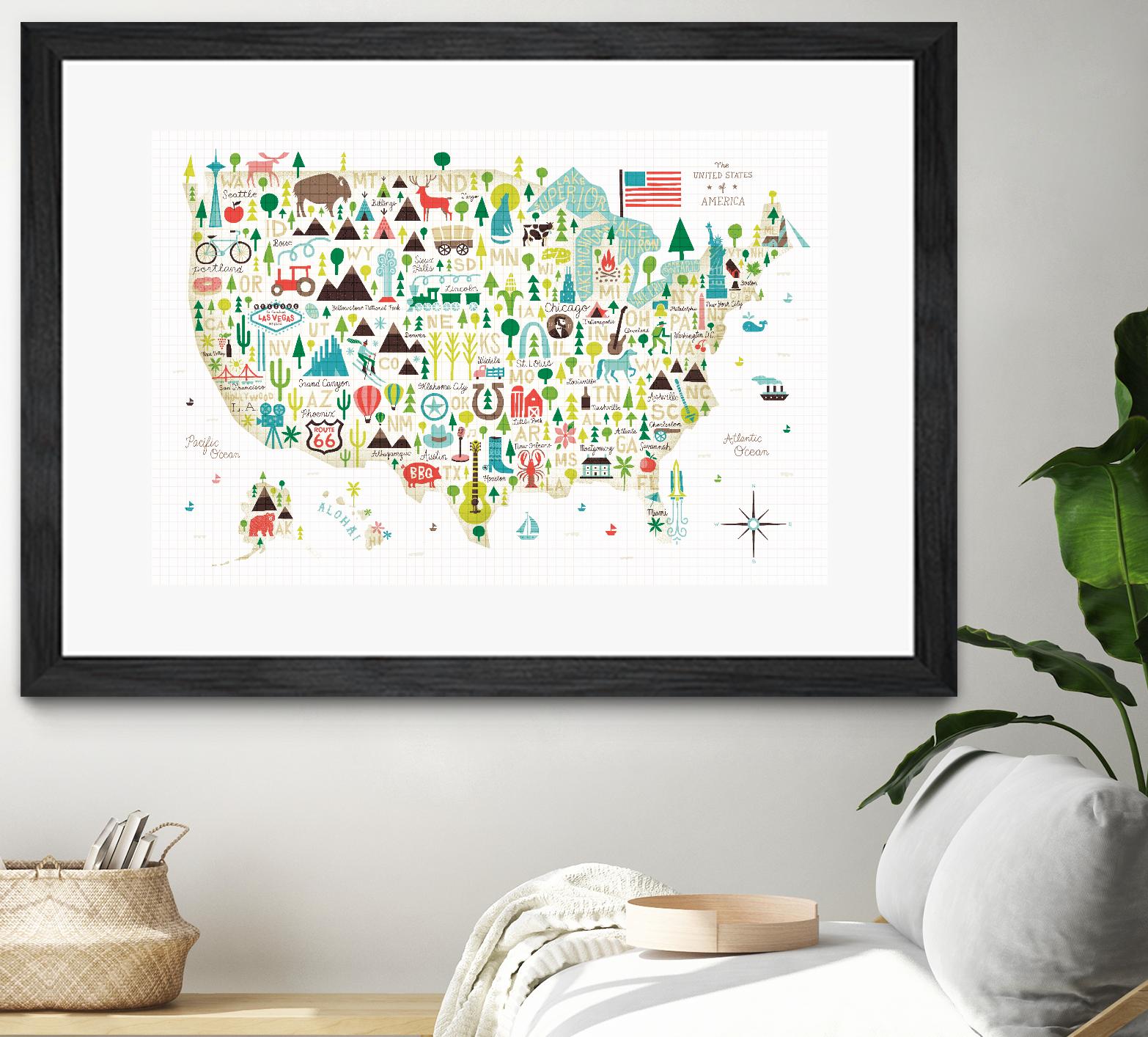 Illustrated USA by Michael Mullan on GIANT ART - green maps