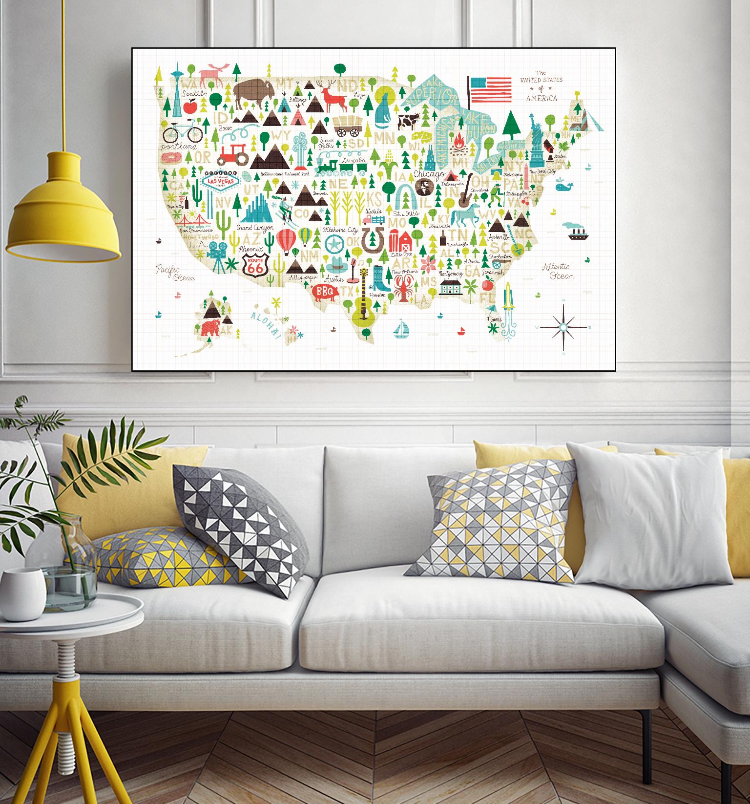 Illustrated USA by Michael Mullan on GIANT ART - green maps