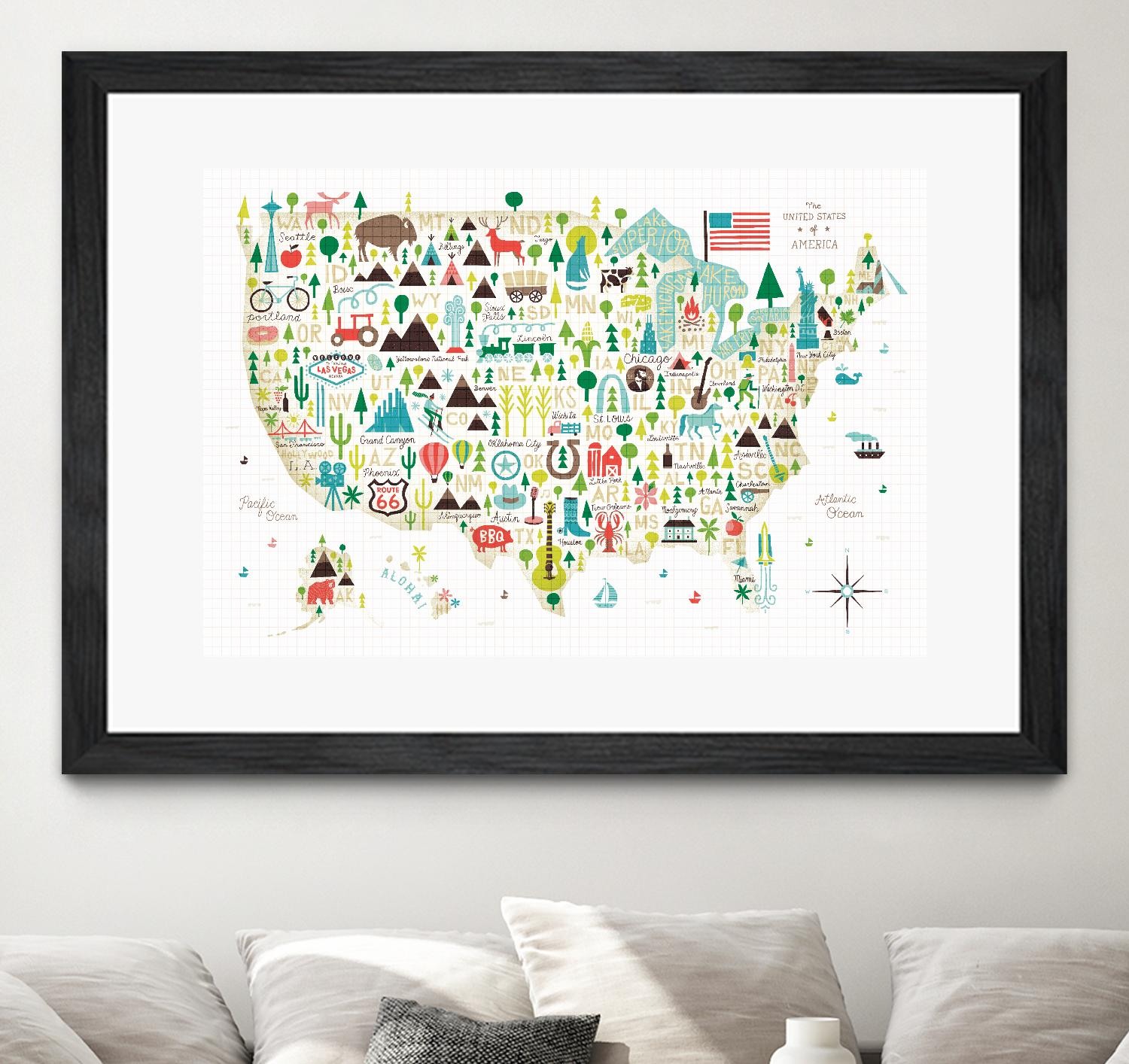 Illustrated USA by Michael Mullan on GIANT ART - green maps