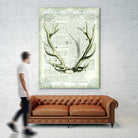Regal Antlers on Newsprint I by Sue Schlabach on GIANT ART - brown country look