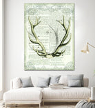 Regal Antlers on Newsprint I by Sue Schlabach on GIANT ART - brown country look