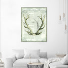Regal Antlers on Newsprint I by Sue Schlabach on GIANT ART - brown country look