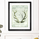 Regal Antlers on Newsprint I by Sue Schlabach on GIANT ART - brown country look