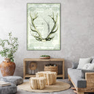 Regal Antlers on Newsprint I by Sue Schlabach on GIANT ART - brown country look