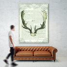 Regal Antlers on Newsprint II by Sue Schlabach on GIANT ART - brown country look