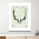 Regal Antlers on Newsprint II by Sue Schlabach on GIANT ART - brown country look