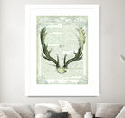 Regal Antlers on Newsprint II by Sue Schlabach on GIANT ART - brown country look