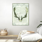 Regal Antlers on Newsprint II by Sue Schlabach on GIANT ART - brown country look