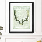 Regal Antlers on Newsprint II by Sue Schlabach on GIANT ART - brown country look