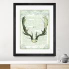 Regal Antlers on Newsprint II by Sue Schlabach on GIANT ART - brown country look