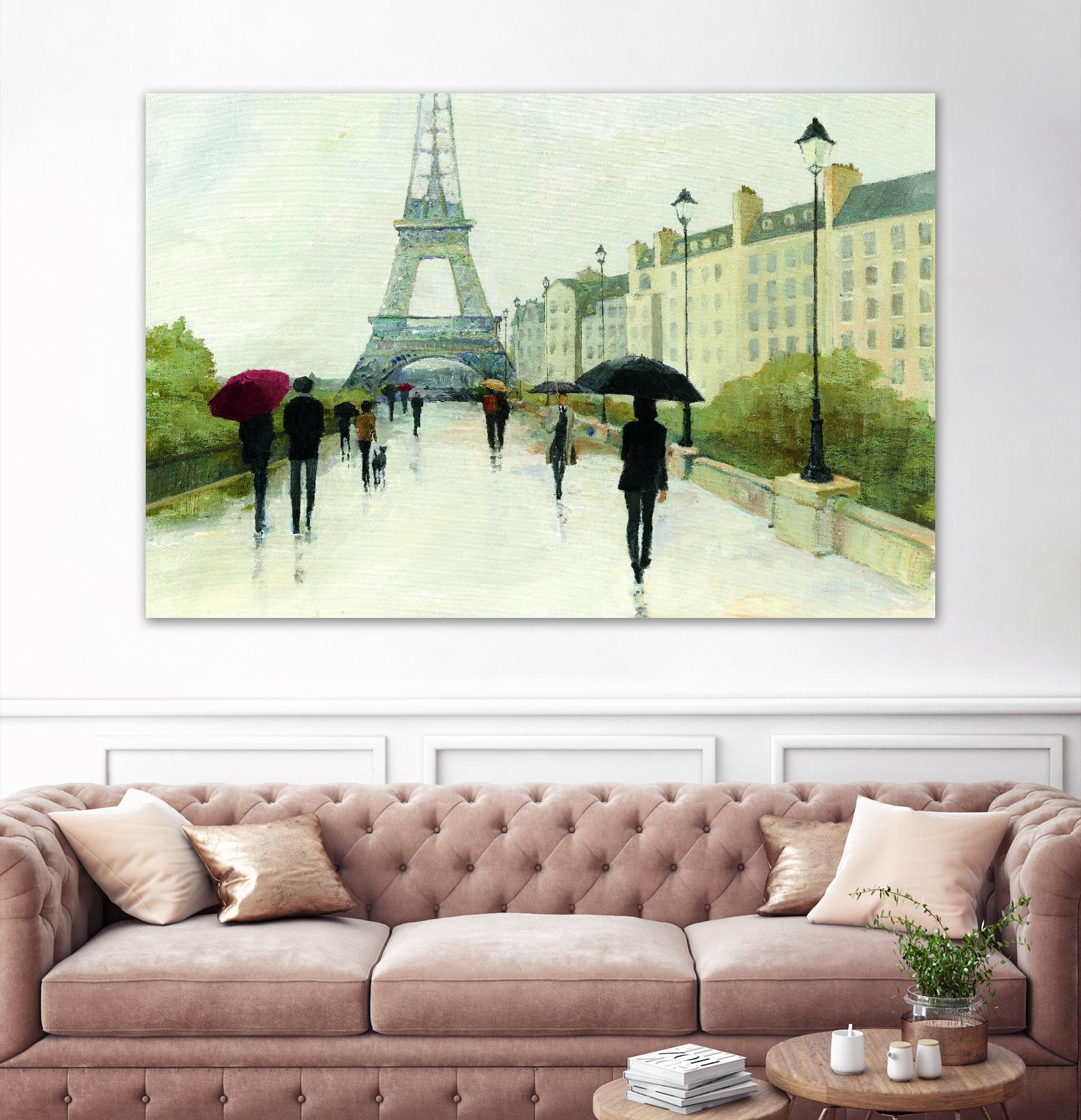 Eiffel in the Rain Marsala Umbrella by Avery Tillmon on GIANT ART - green everyday life