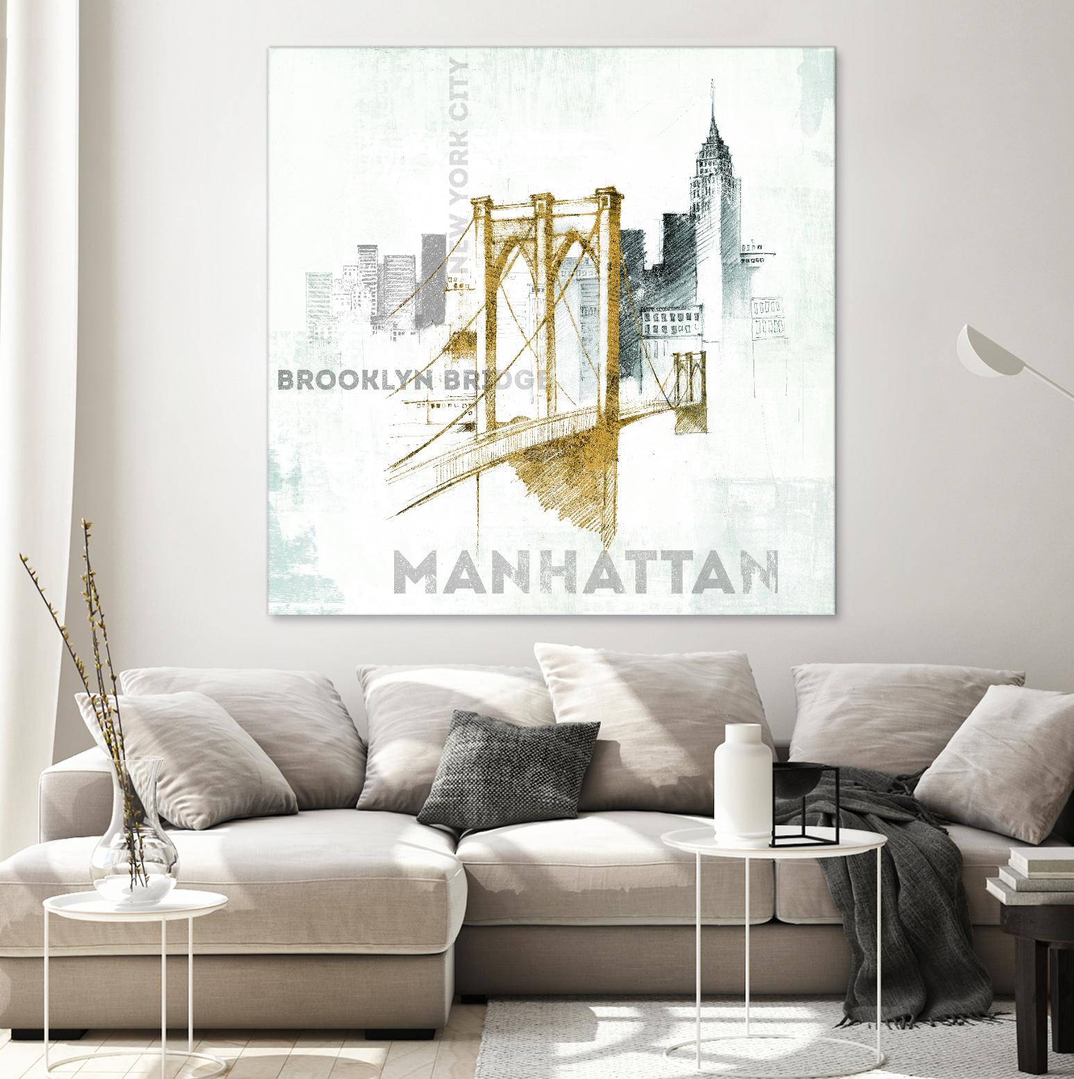Brooklyn Bridge by Avery Tillmon on GIANT ART - grey city scene