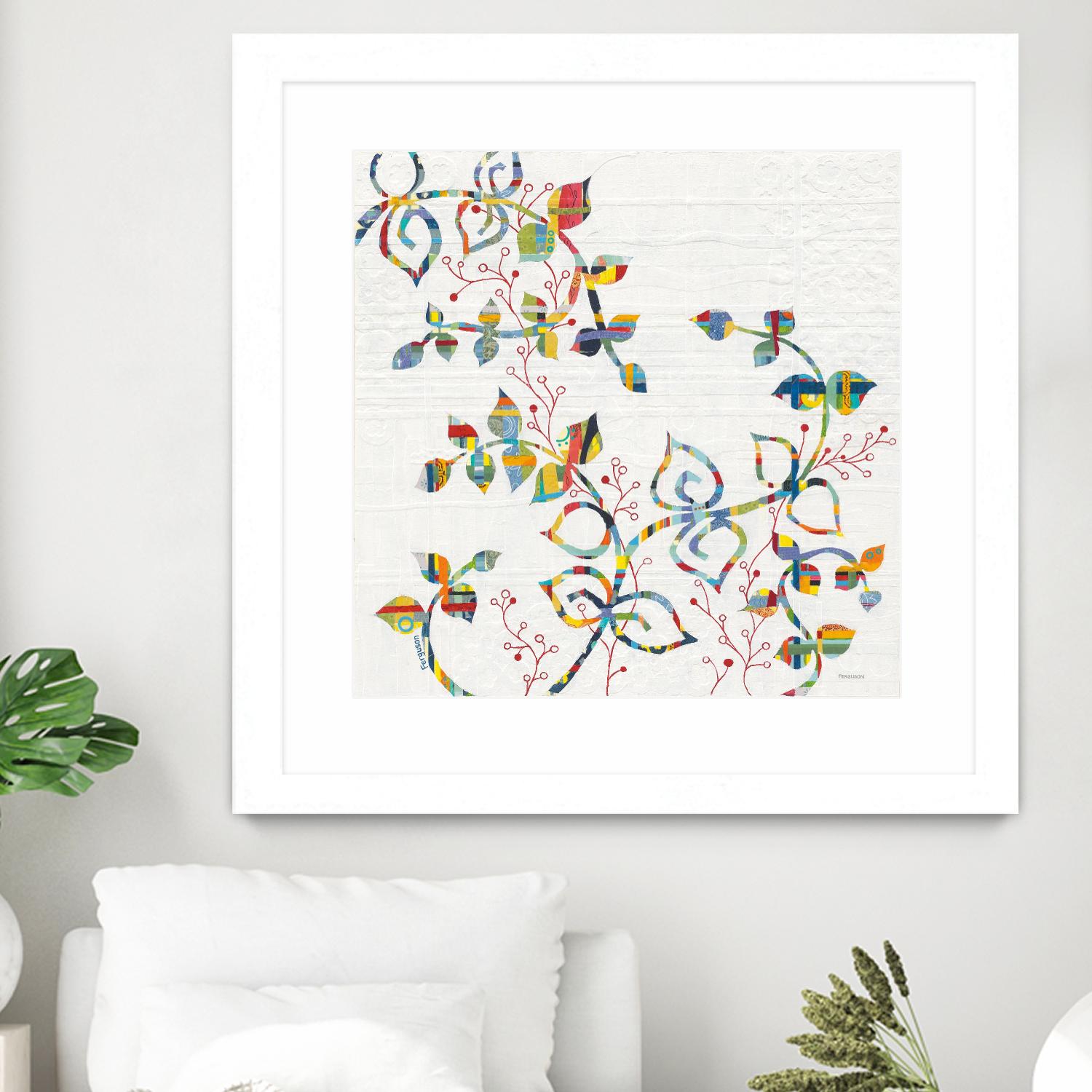 Rainbow Vines with Berries by Moira Hershey on GIANT ART - multi plants & trees natures