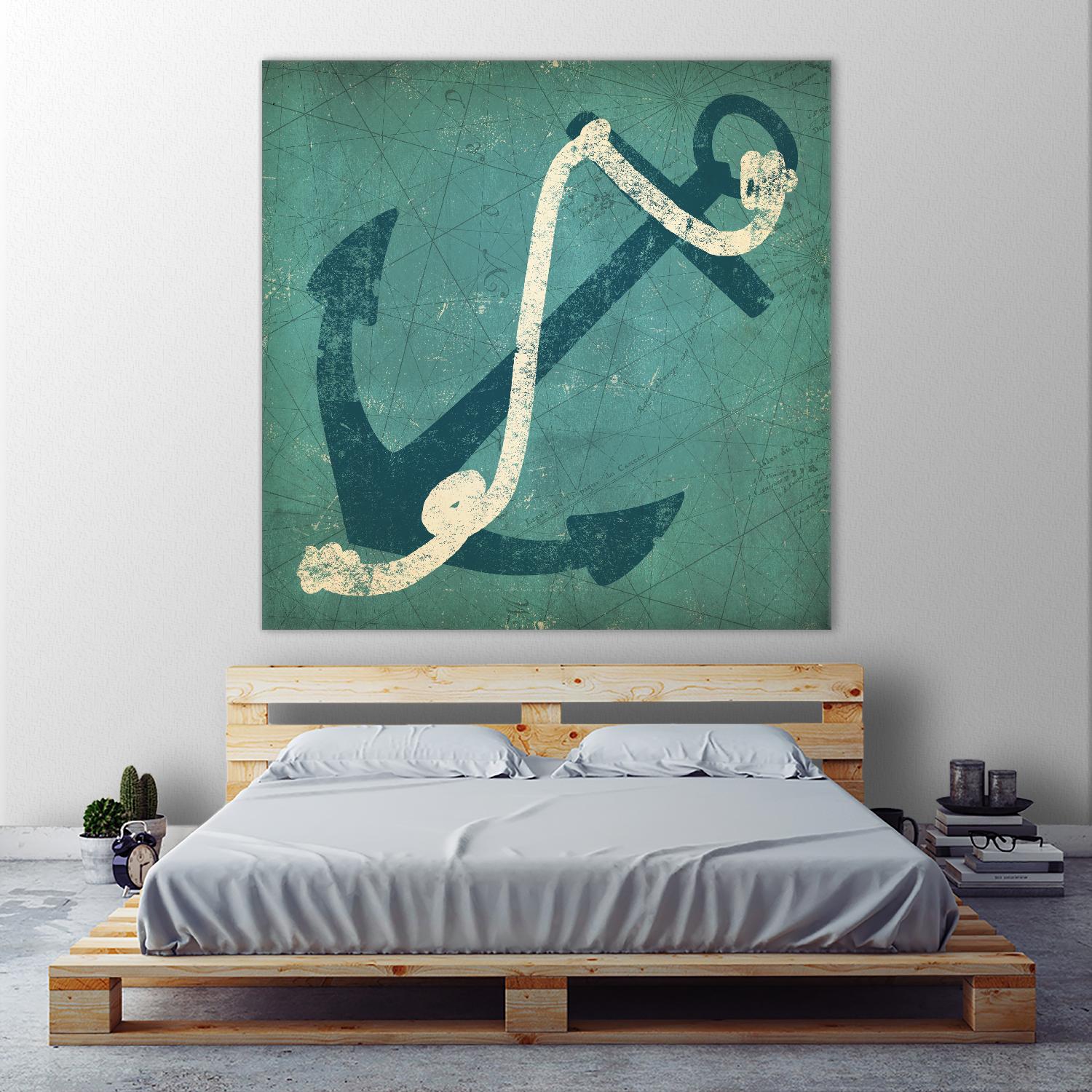 Nautical Anchor Blue by Ryan Fowler on GIANT ART - white nautical